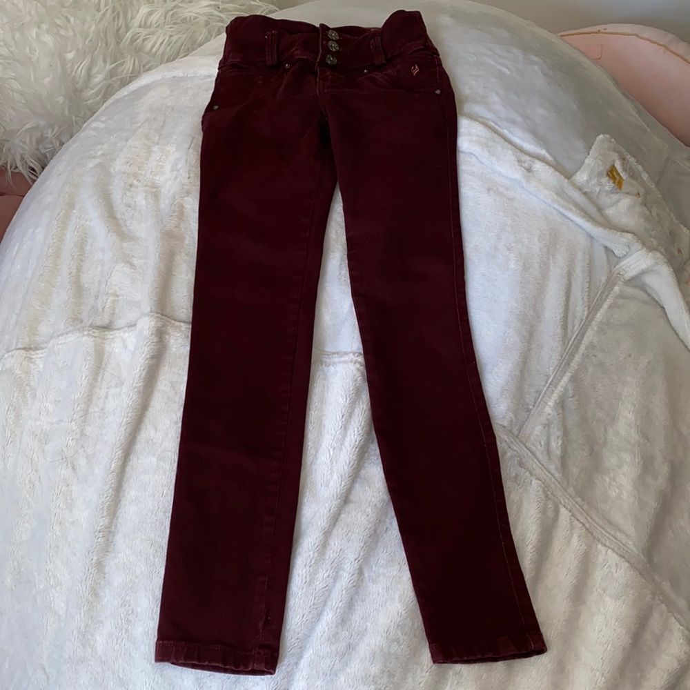Burgundy skinny pants